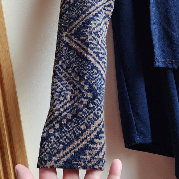 Pink Owl Navy/Tan Aztec Angled Open Cardigan Size Small - Picture 5 of 14